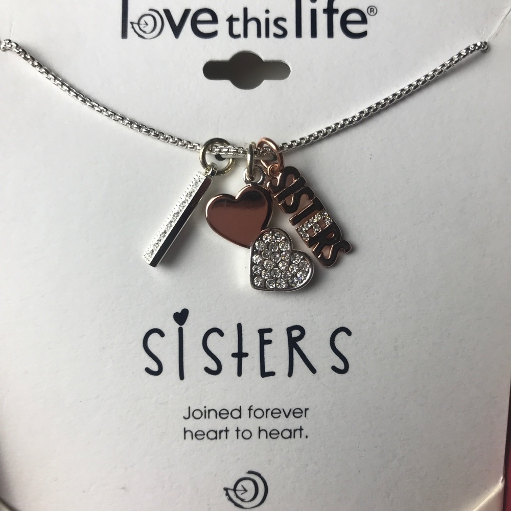 Sisters pendant necklace silver rose gold diamond